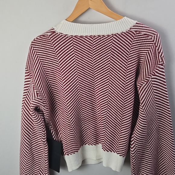 Lulu's Here Comes a Holiday Red and White Striped Button-Up Cardigan Sz M - NWT - Picture 6 of 11